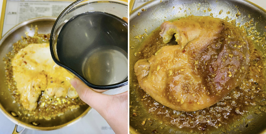 Xào bảo tử và đổ nước dừa vào khìa
